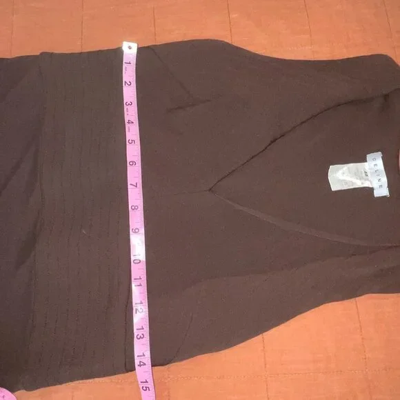 Celine Womens Brown Sleeveless V-Neck Mini Dress Size 44 - Picture 9 of 11